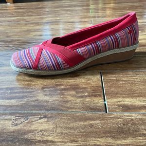 Grasshoppers Ortholite Cushioned Striped Fabric Wedges Size 11M